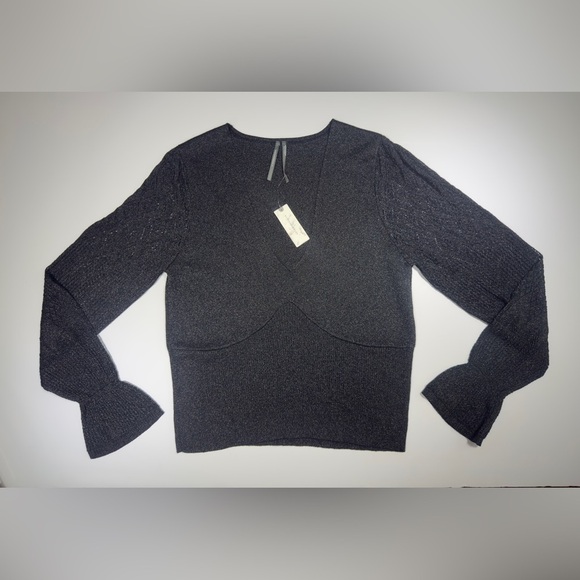 Anthropologie Tops - Anthropologie Glossy Black Wrap blouse 🖤✨
*NEW WITH TAGS 🏷️